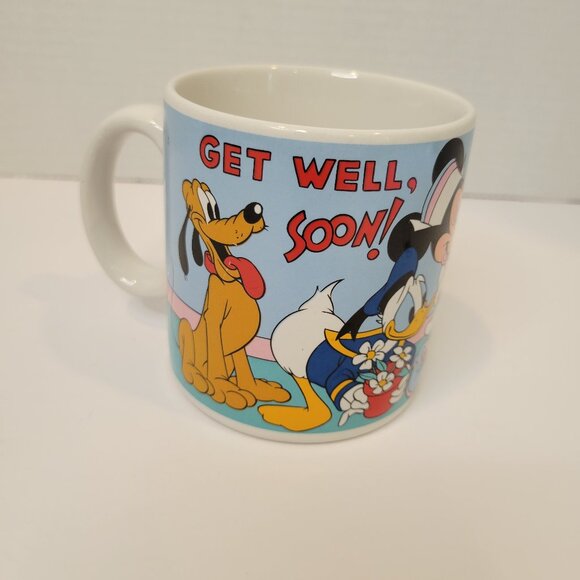 Vintage Applause Disney Get Well Soon Mug Pluto Donald Minnie Mickey - Picture 1 of 5
